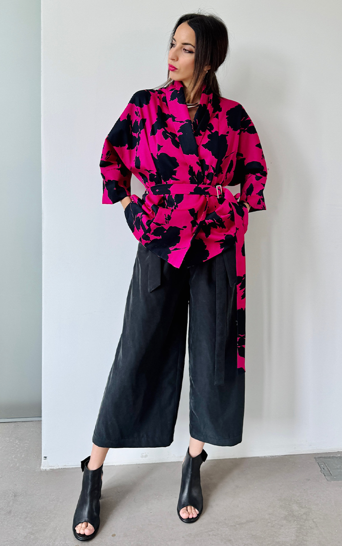 Floral Kimono - Black/Pink