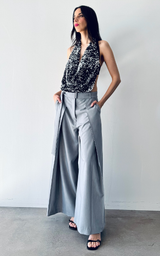 Wide-Leg Pants - Light Grey