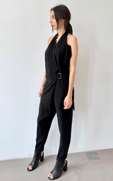 Asym Open Back Jumpsuit - Black