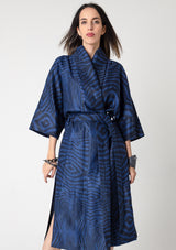 Linen Kimono - Zebra Blue
