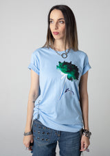 T-Shirt Blue - Green Peony
