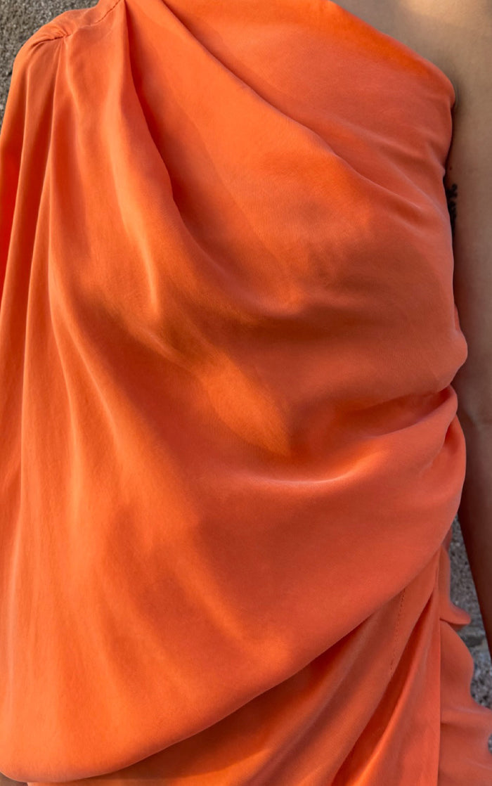 Asym Drape Dress-Orange