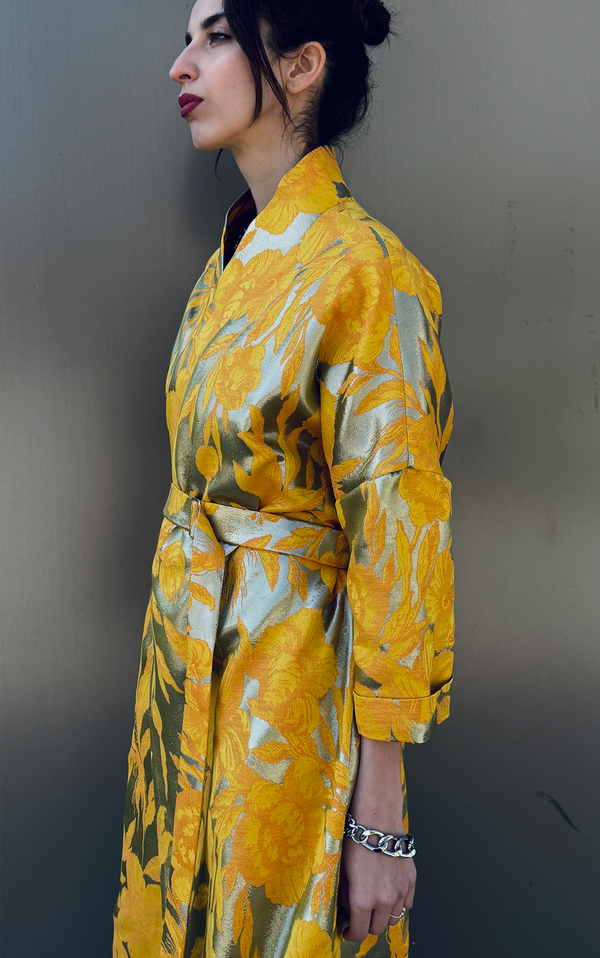 Golden Bloom Brocade Kimono