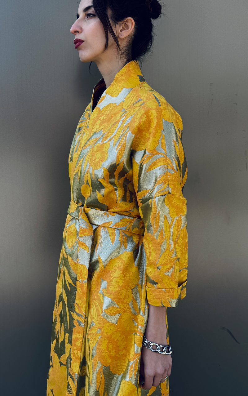 Golden Bloom Brocade Kimono