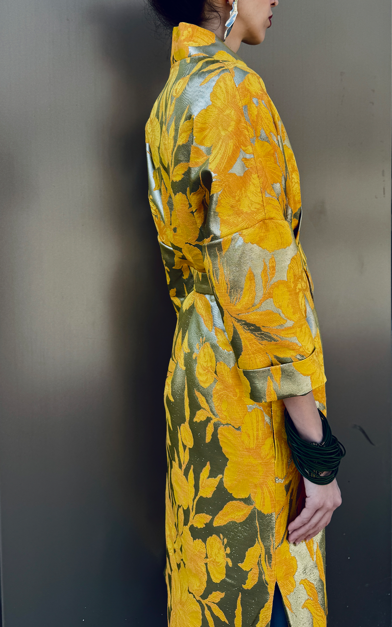 Golden Bloom Brocade Kimono