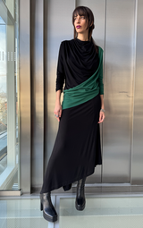 Bicolor Drape Dress