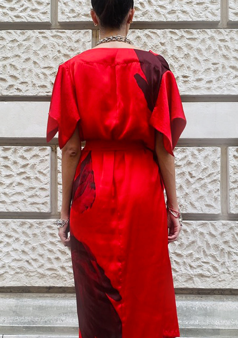 Drape Panel Dress - Red