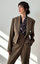 Short Suit Jacket - Olive Green