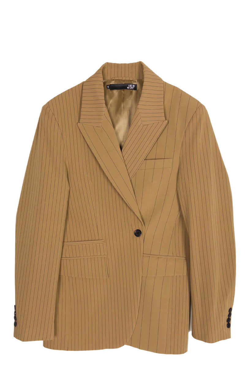 Suit Jacket - Stripe Camel