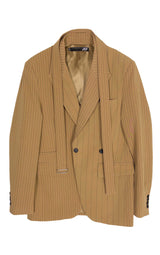 Suit Jacket - Stripe Camel