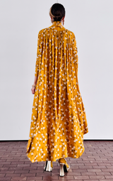 Turtleneck Trapeze - Floral Dress Mustard