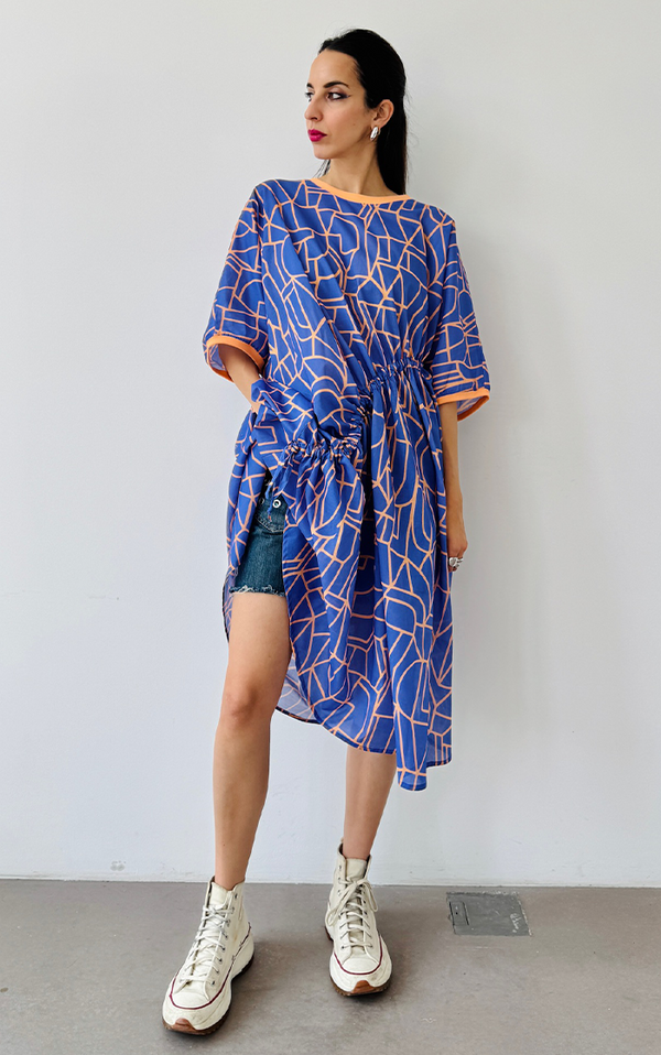 Tunic Dress – Orange/Lilac