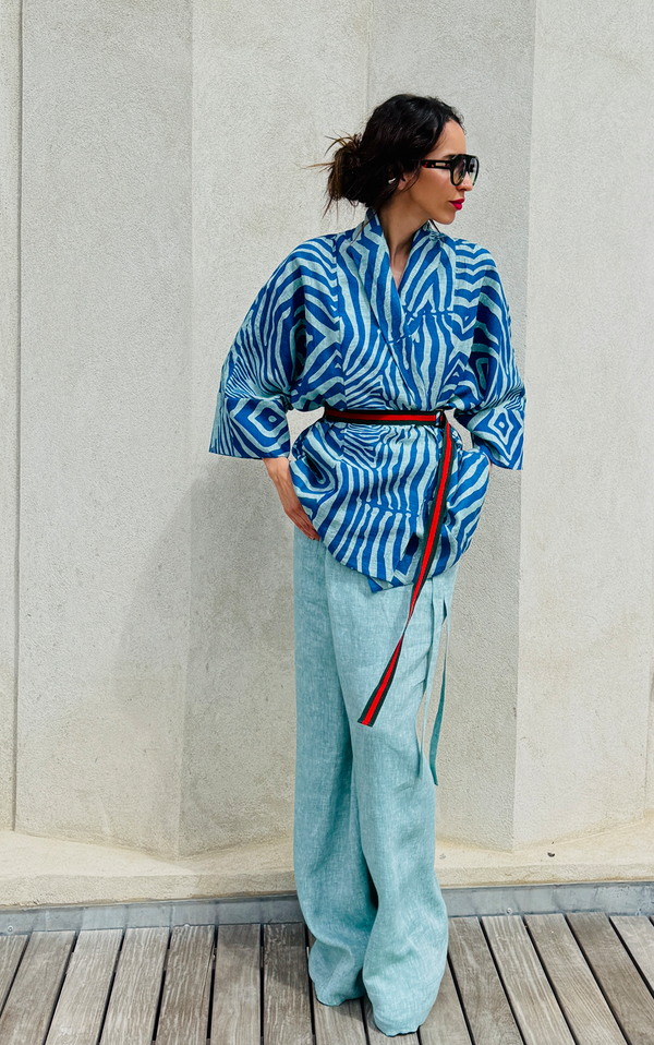 Zebra Linen Kimono