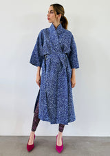 Long Leopard Kimono - Blue