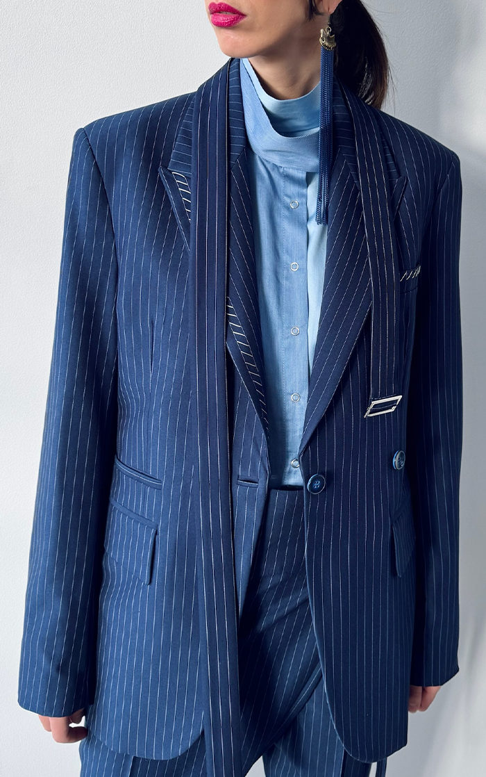 Suit Jacket - Stripe Blue