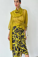 Wrap Skirt - Lime/Brown