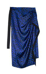 Wrap Leopard Skirt - Blue