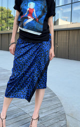 Wrap Leopard Skirt - Blue