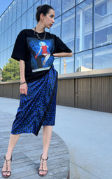 Wrap Leopard Skirt - Blue