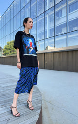 Wrap Leopard Skirt - Blue