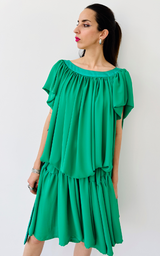 Ruffle Dress Short - Green