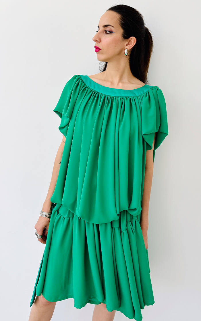 Ruffle Dress Short - Green