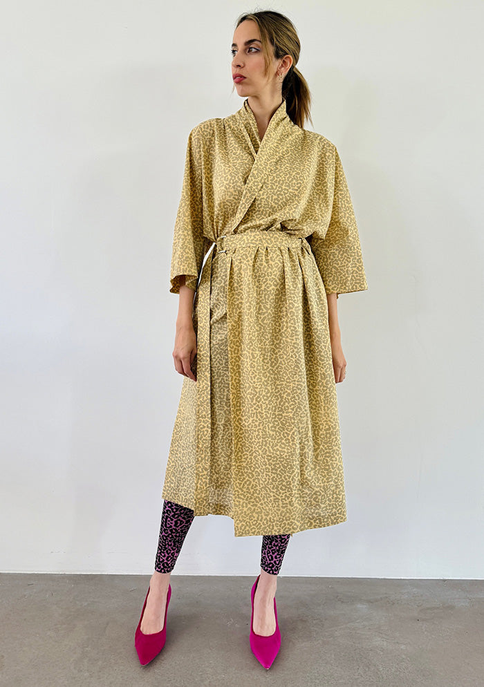 Long Leopard Kimono - Beige