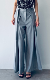 Wide-Leg Pants - Light Grey