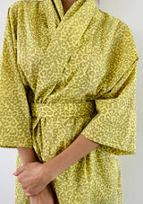 Long Leopard Kimono - Yellow