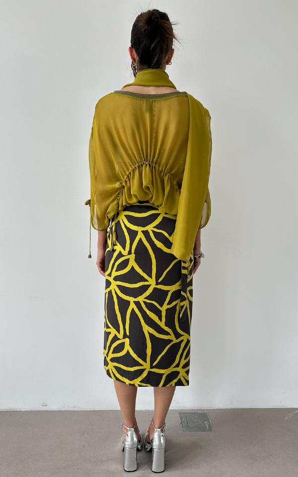Wrap Skirt - Lime/Brown