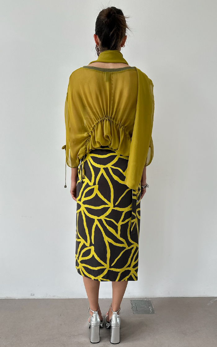 Wrap Skirt - Lime/Brown