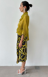 Wrap Skirt - Lime/Brown