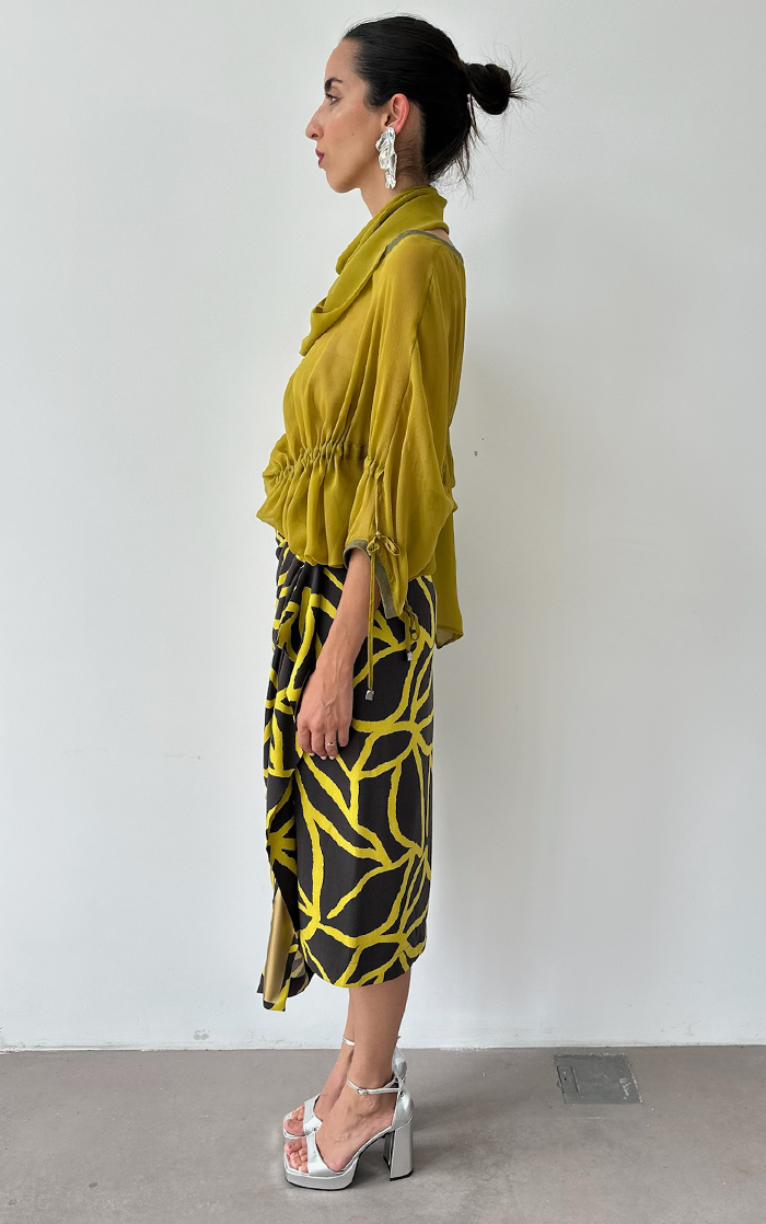 Wrap Skirt - Lime/Brown