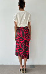 Wrap Skirt - Coral/Brown