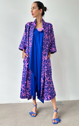 Flower Kimono Long - Blue/Pink