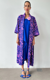 Flower Kimono Long - Blue/Pink
