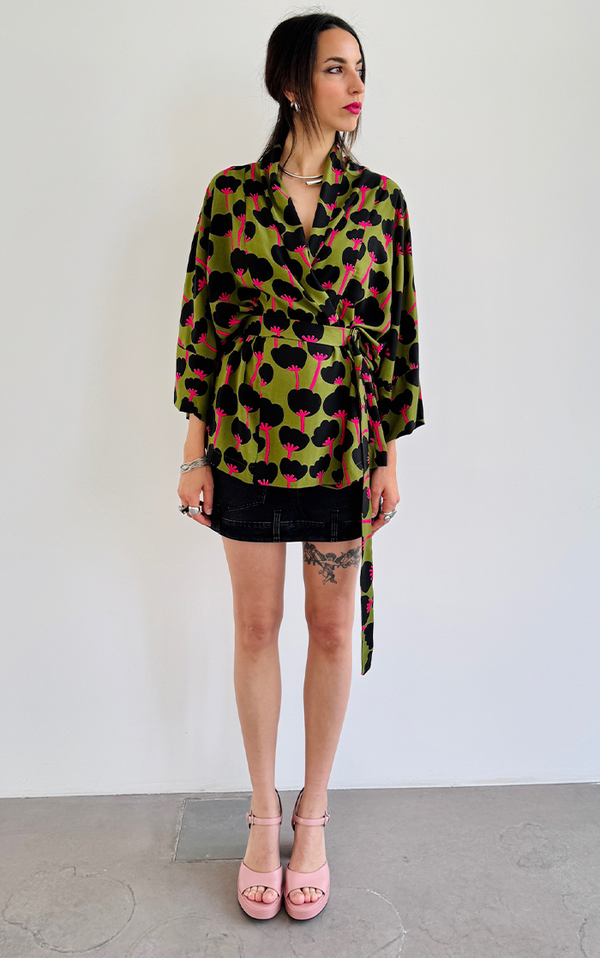Wild Poppy Kimono - Green