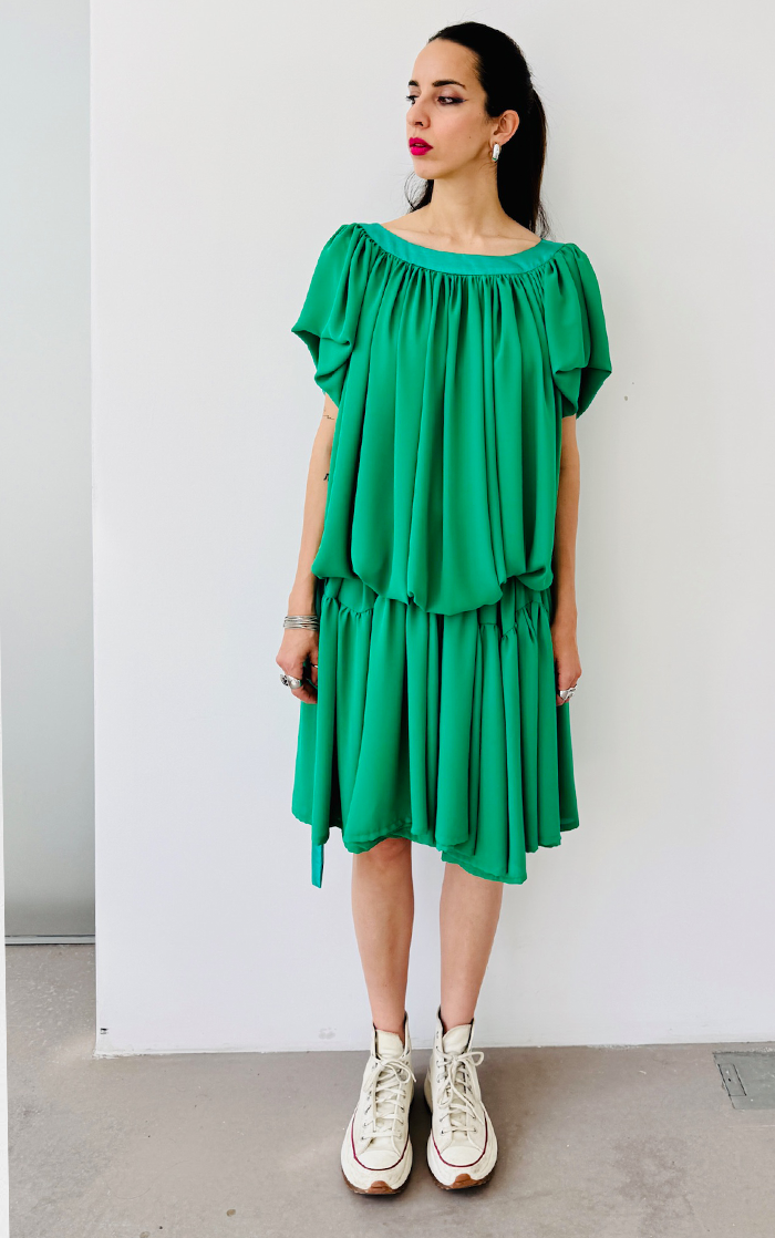 Ruffle Dress Short - Green