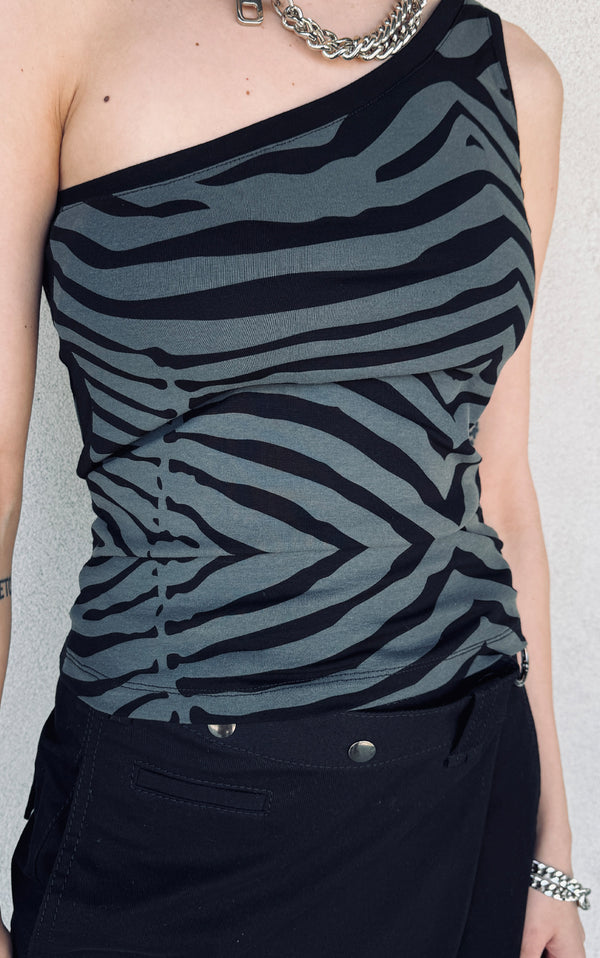 Asym Zebra Top - Black