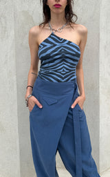 Zebra Necklace Top - Blue