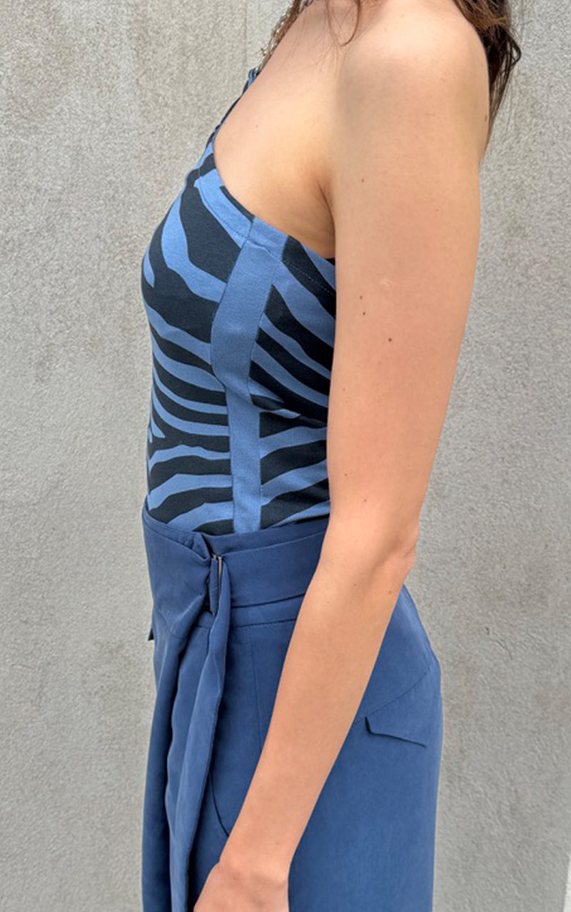 Zebra Necklace Top - Blue