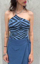 Zebra Necklace Top - Blue