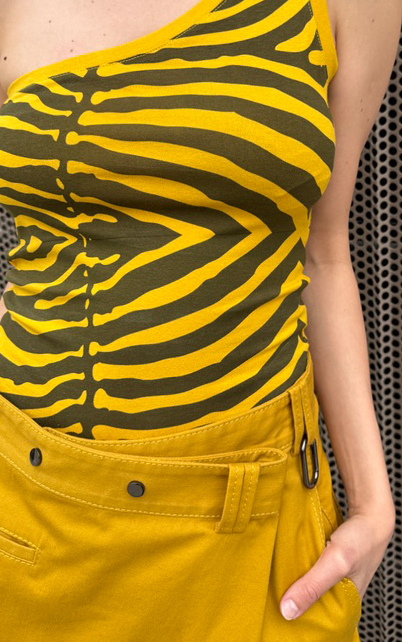 Asym Zebra Top - Yellow