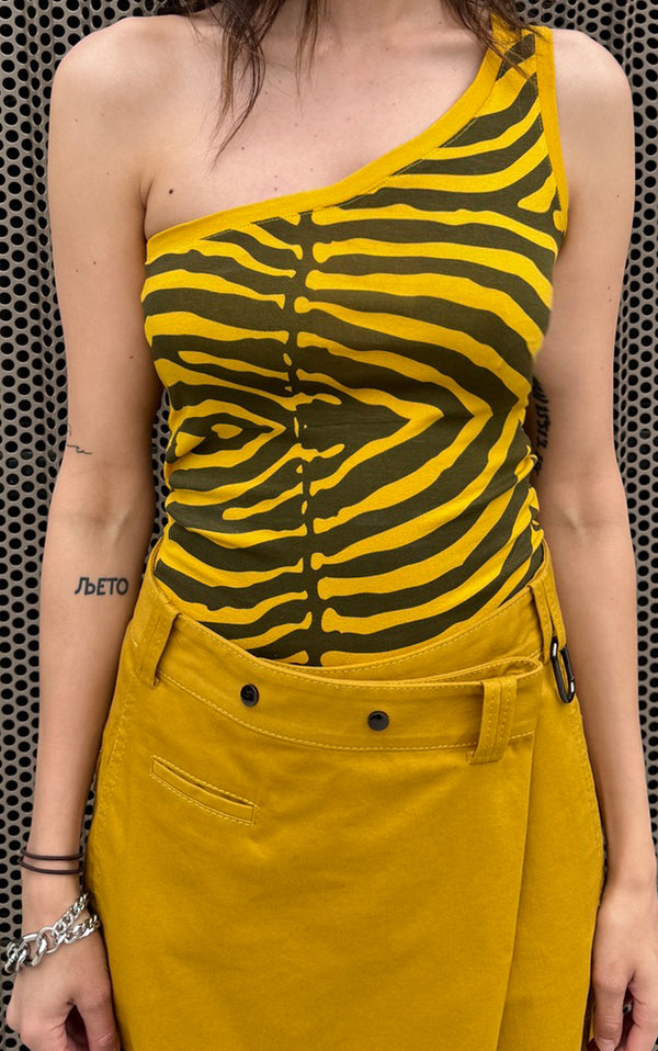 Asym Zebra Top - Yellow