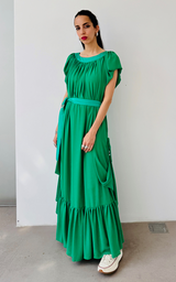 Ruffle Dress Long - Green