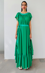 Ruffle Dress Long - Green