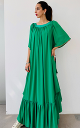 Ruffle Dress Long - Green