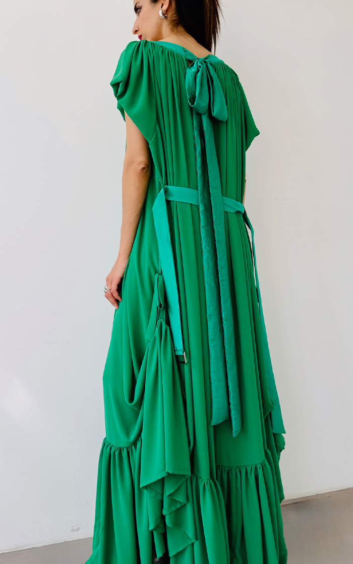 Ruffle Dress Long - Green