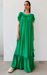 Ruffle Dress Long - Green