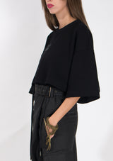 Cropped T-shirt Sweater -Black